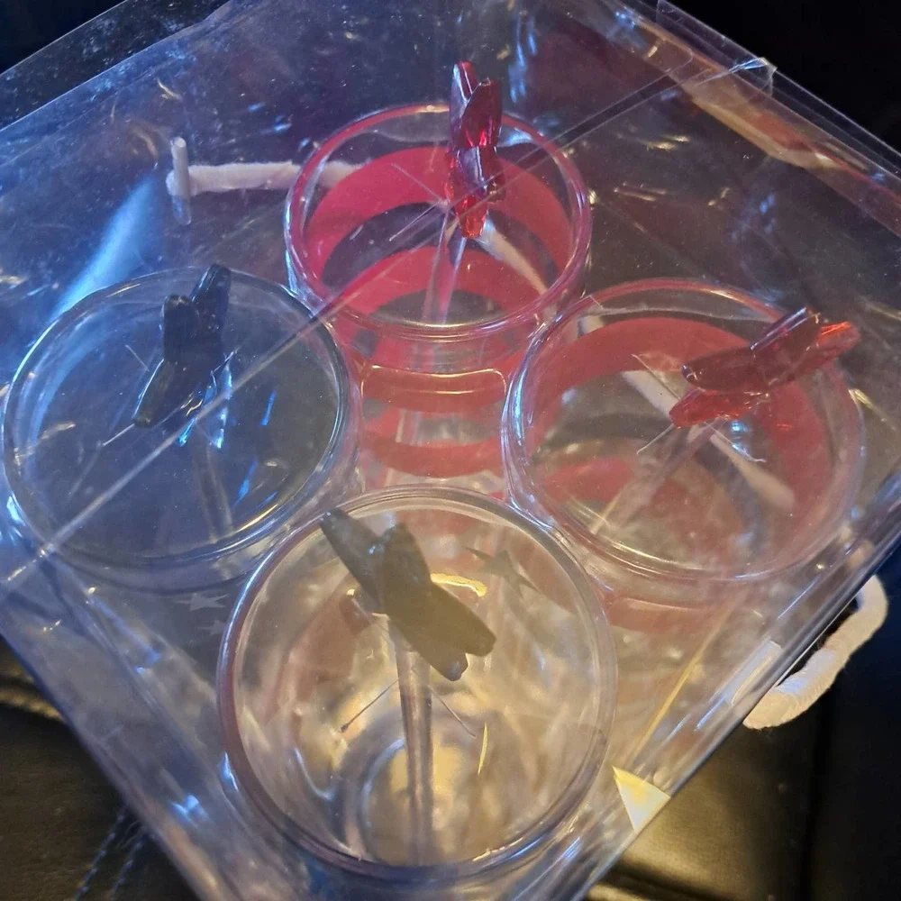 NEW In Box still sealed - Set of 4 Martha Stewart Tea Glasses & Stirrers